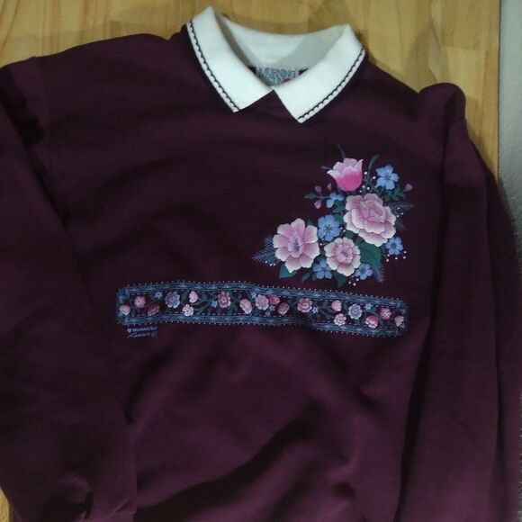 Vintage Morning Sun Floral Collared Crewneck - Picture 1 of 11